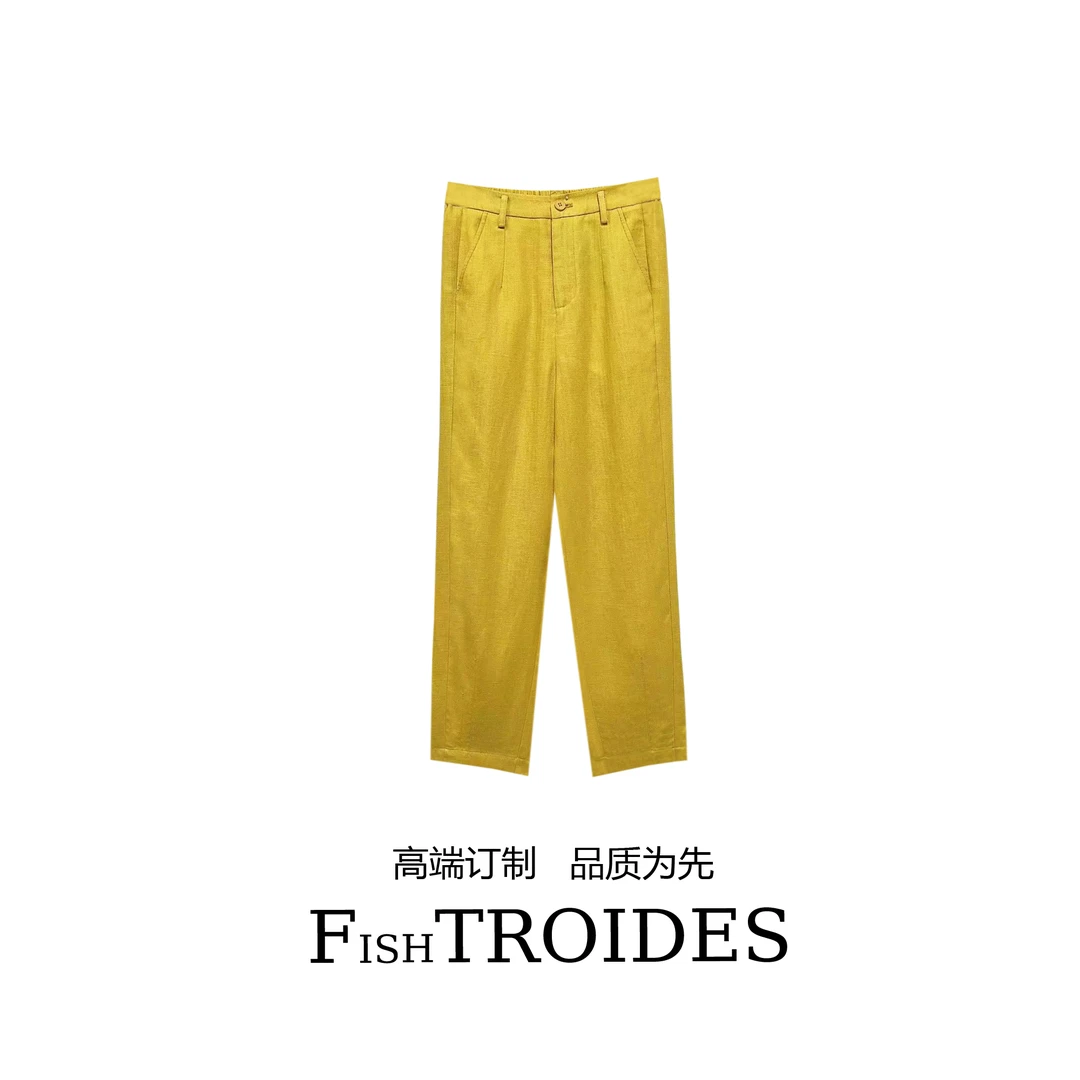 2025新款薄款宽松哈伦裤显瘦休闲裤女夏九分裤天丝亚麻裤F50065
