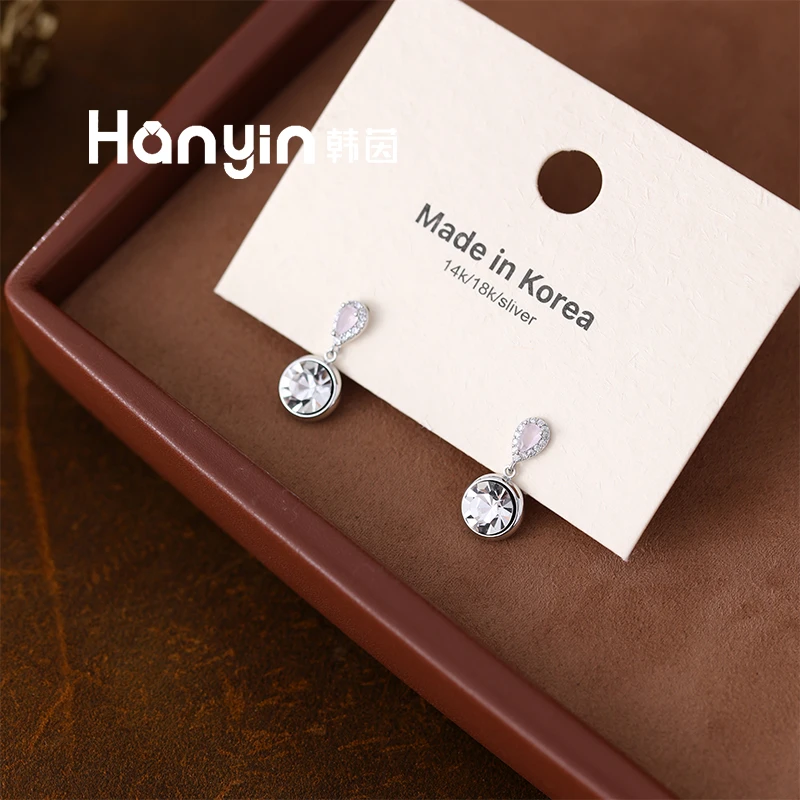 铜合金合成锆石耳饰 925银针韩版气质超闪镭射泡泡耳钉轻奢高级感