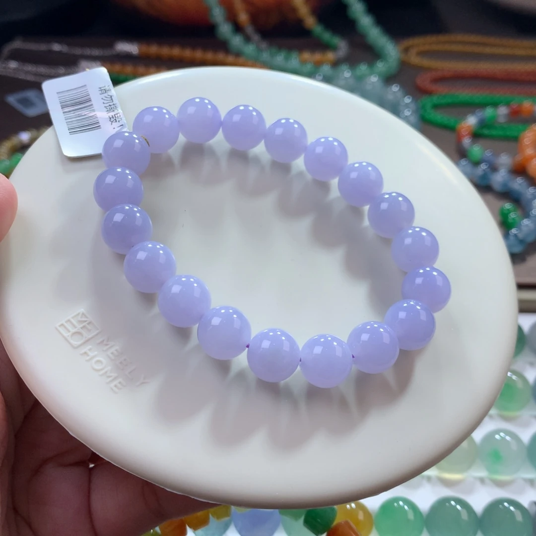 未镶嵌手链翡翠大漏！细润起冰粉紫单圈卡10