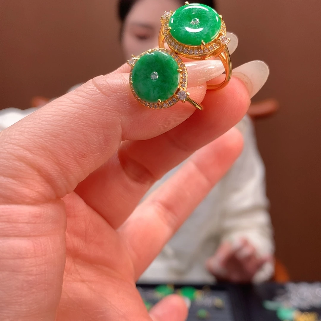 翡翠银S925镶嵌耳饰戒指多样性发1