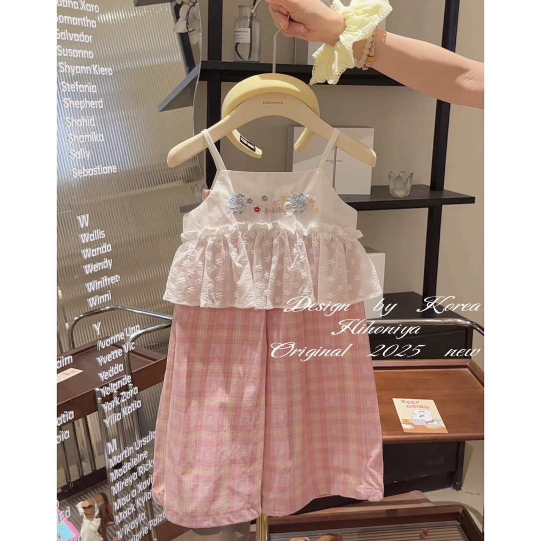 【小基米】五Hihoniya~2025夏季亲子款吊带蕾丝洋气甜美韩版套装