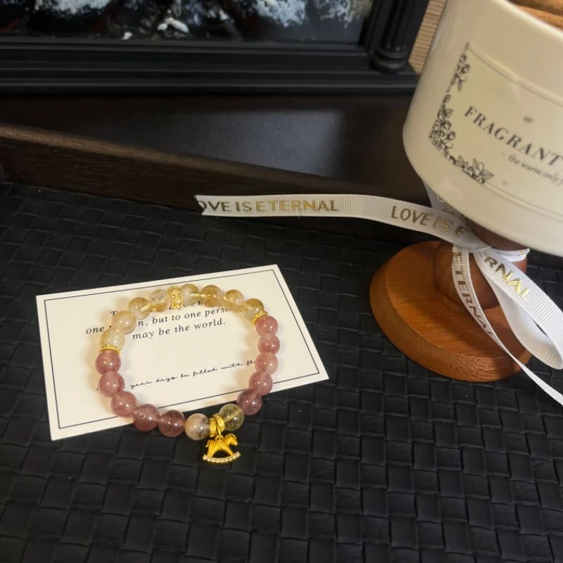 N612【游园惊梦】黄塔晶草莓晶手链高端轻奢多样性发一