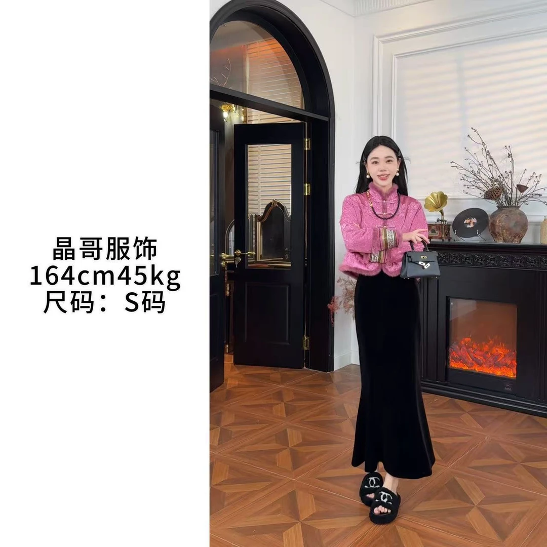 现货【云貂锦时】新中式气质网红轻奢秋冬时尚复古棉衣