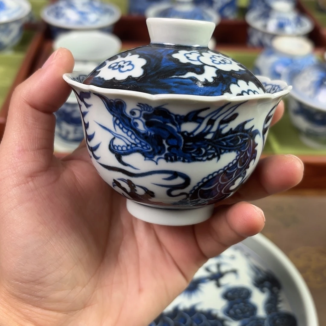 陶瓷盖碗景德镇手绘茶器