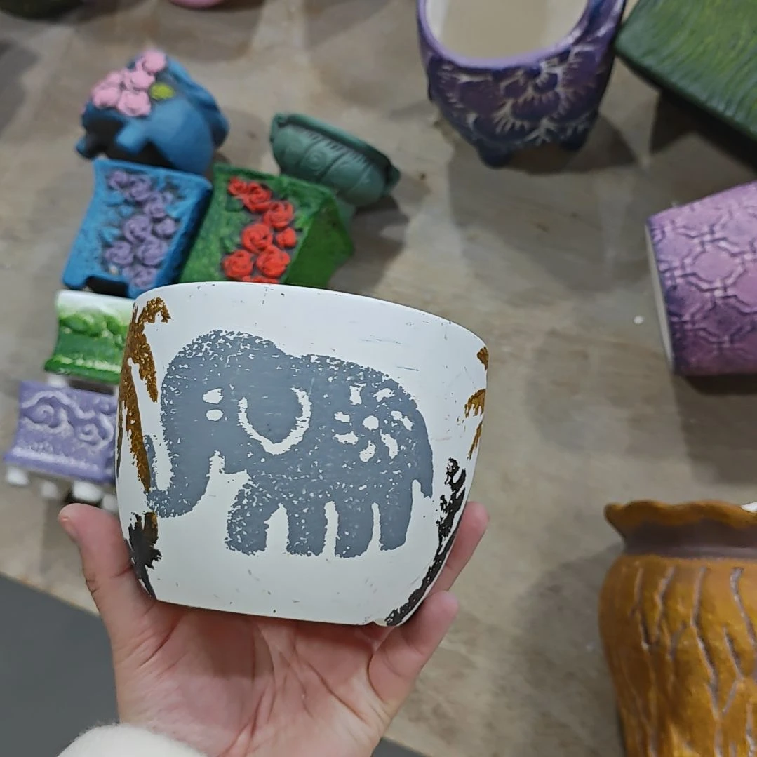 红陶吸水透气的白陶花盆凑满12发货