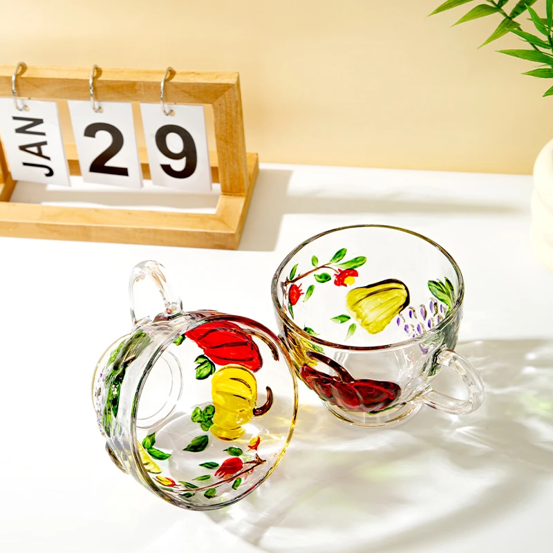 南瓜早餐杯带手柄带勺玻璃杯耐热2025新款家用节日双支水杯礼盒