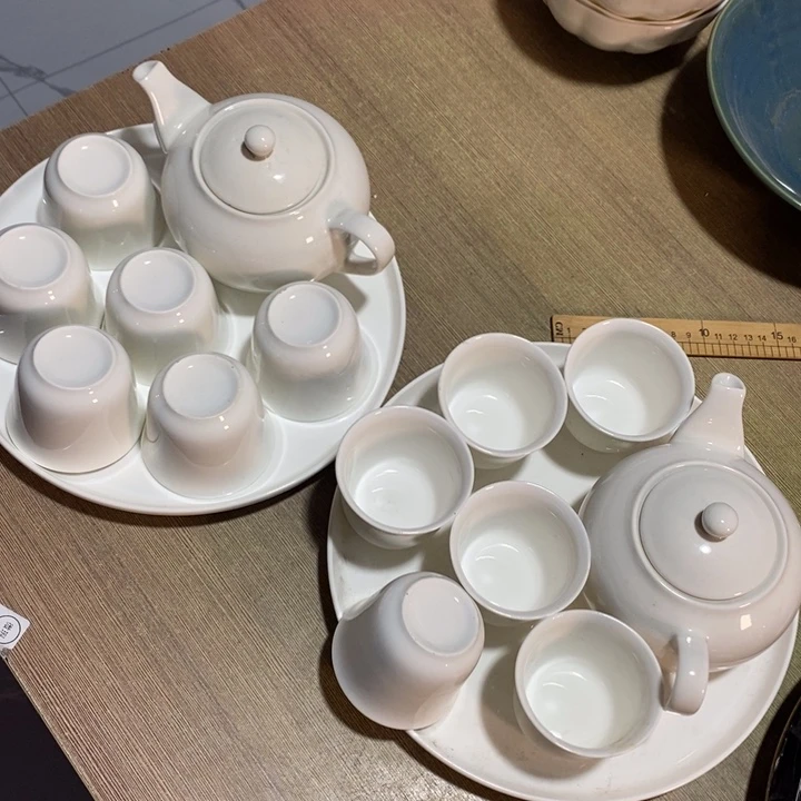 笑***湖瓷片纯白瓷茶具两套