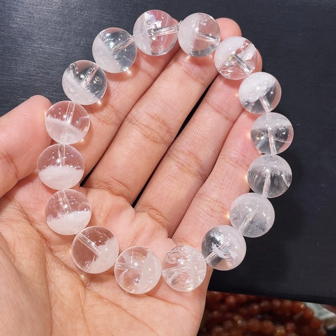 手链水晶未镶嵌聚宝盆白幽灵13mm