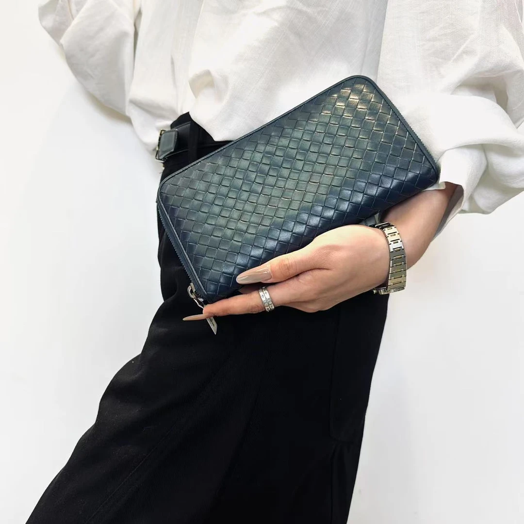 95新 BOTTEGA VENETA/葆蝶家 BV蓝色编织钱包 2506260075