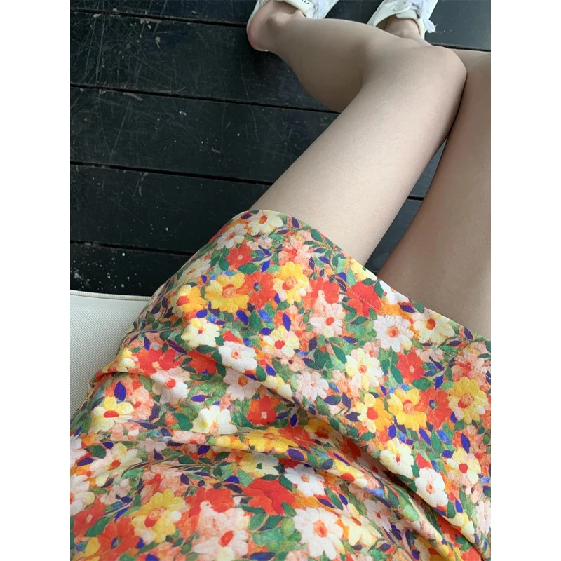 运费补贴【繁花】撞色别致半身裙气质显瘦洋气设计感防走光短裙女