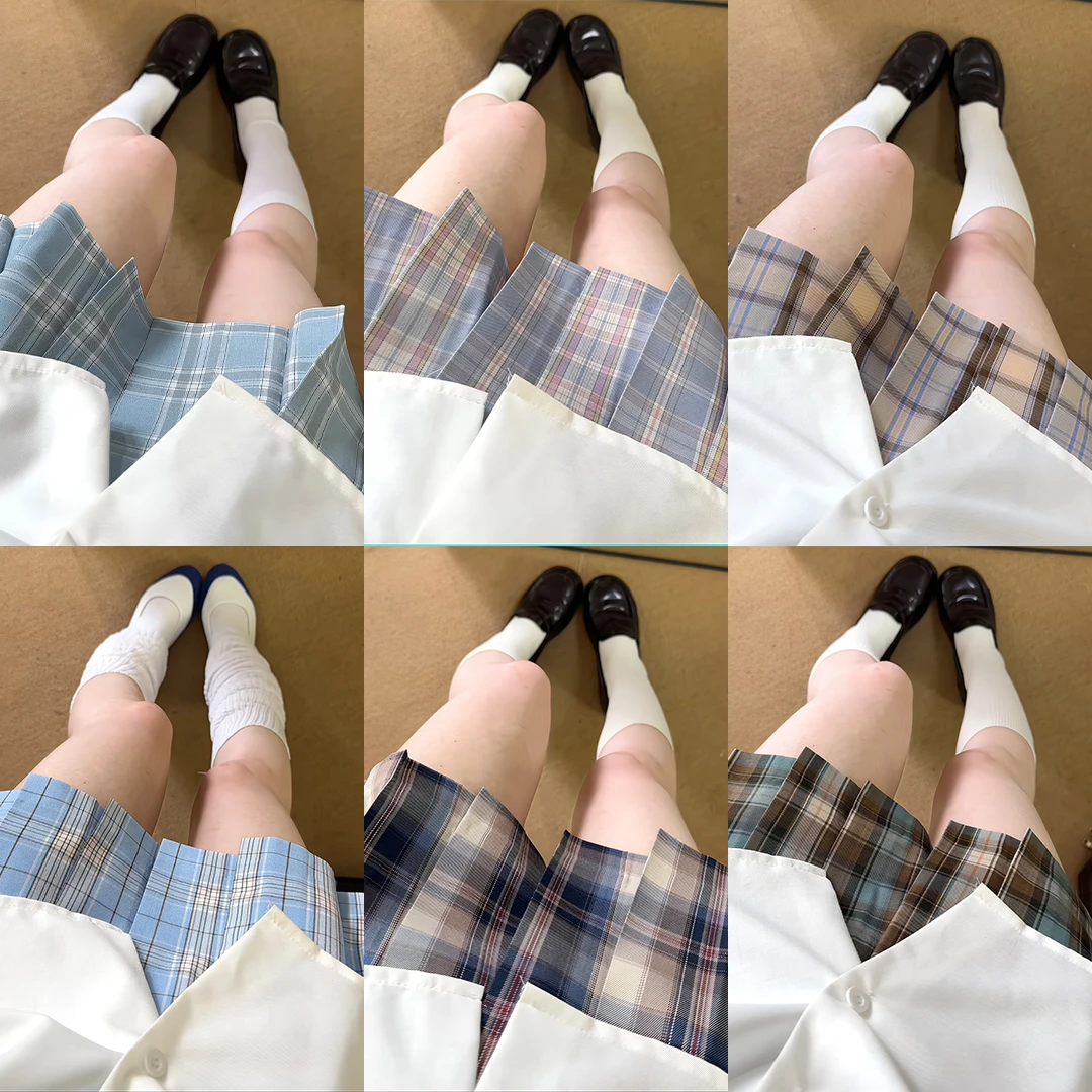 土曜日Jk原创格裙套装格子短裙学院风显瘦低腰A字裙学院风格裙