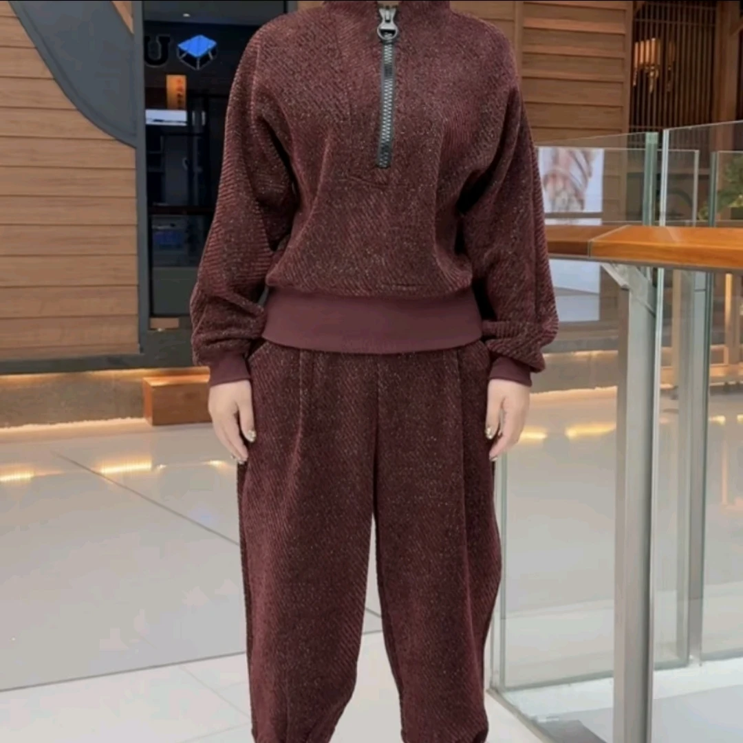 2025早春新款休闲拉链卫衣显瘦时尚百搭宽松针织气质长袖运动网红