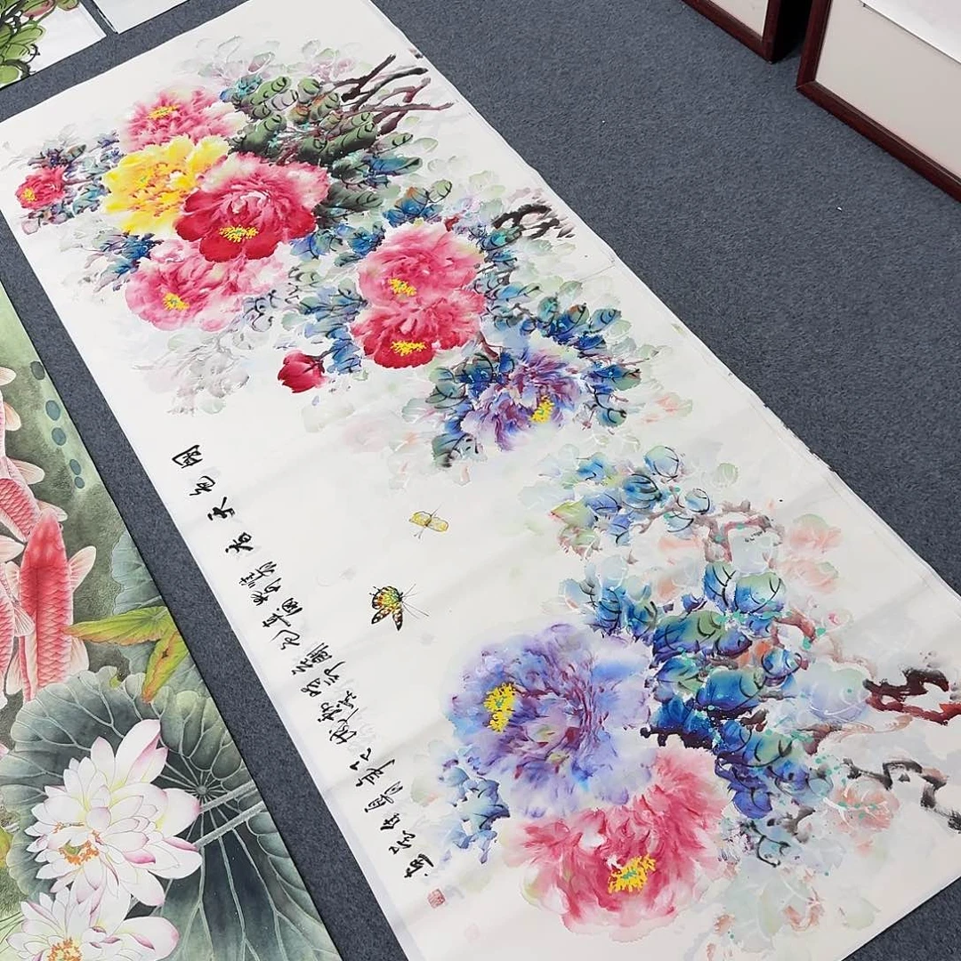 军***息国画尺寸70X180纯手绘作品