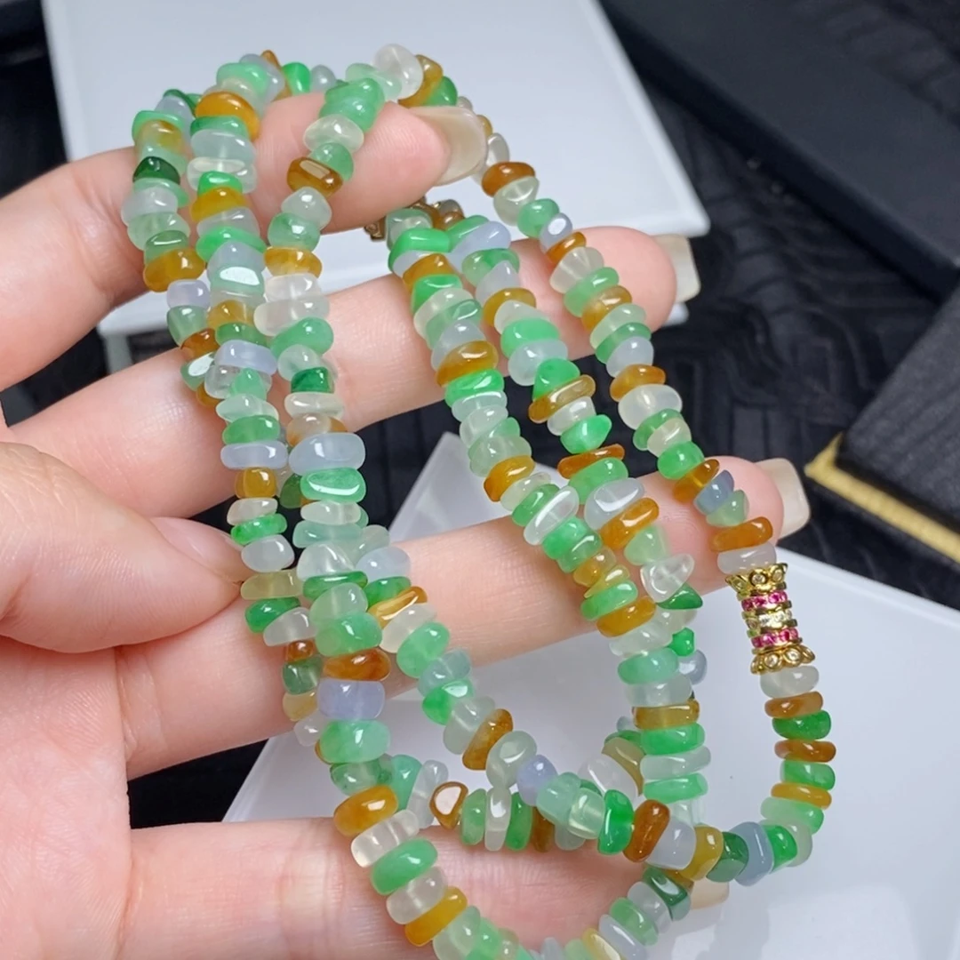 翡翠未镶嵌项链多宝手串项链两用款