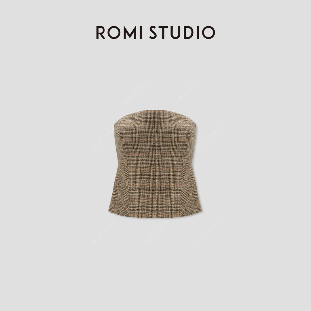 ROMI STUDIO时尚复古咖格马甲背心23AWW803