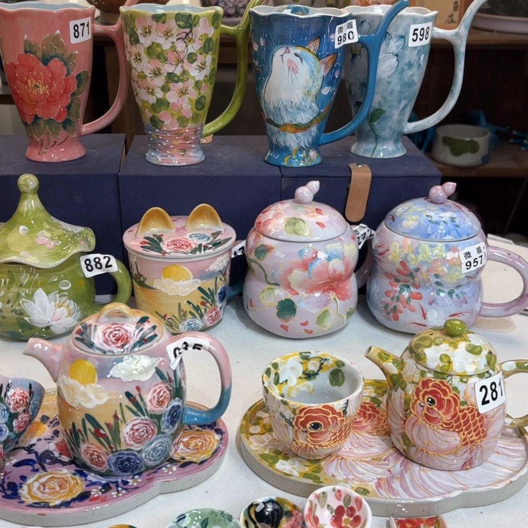 景德镇手绘高温釉下彩陶瓷茶具