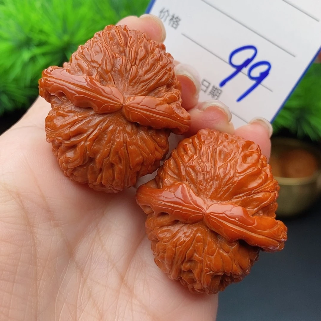 文玩核桃把件39闷白99