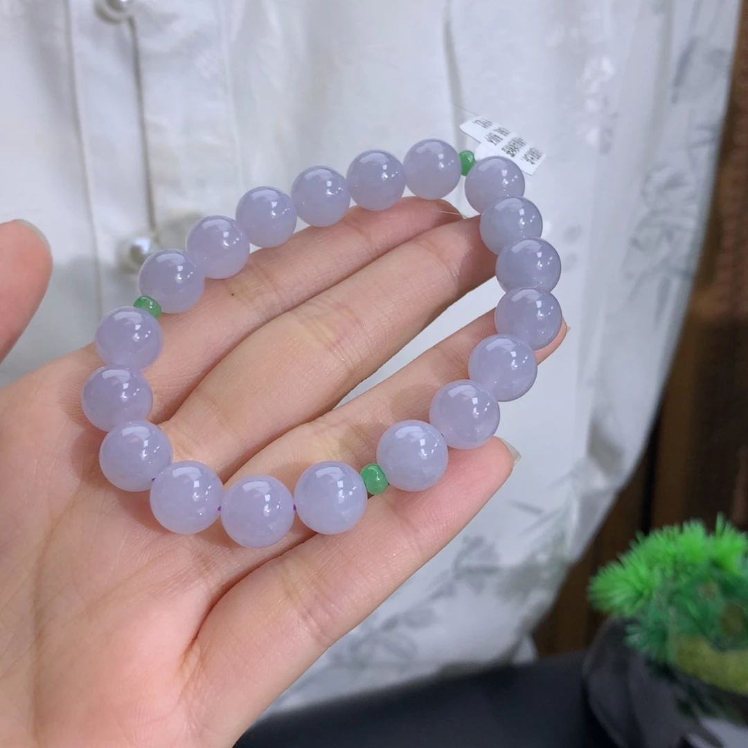未镶嵌手串翡翠卡10冰润胶紫底