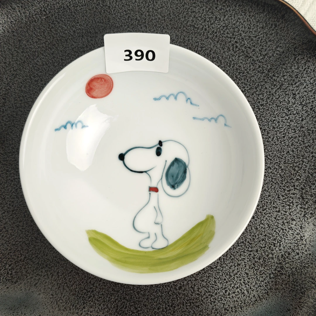 景德镇手绘釉中彩（食品级）小胖碗碟子盘子可爱陶瓷390