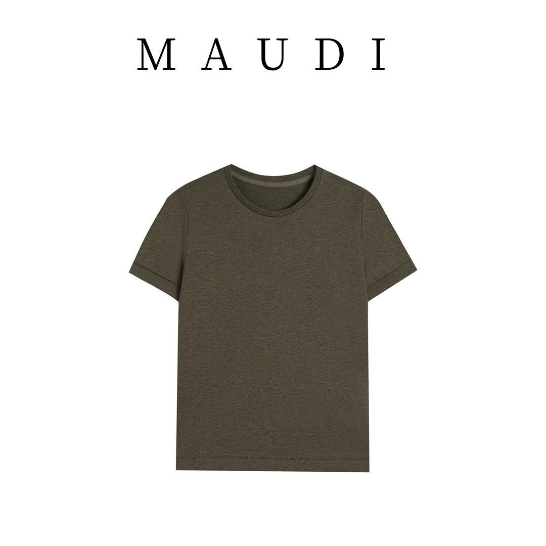 MAUDI【纯棉T】春夏全棉舒适极简基础款纯色圆领短袖T恤6723