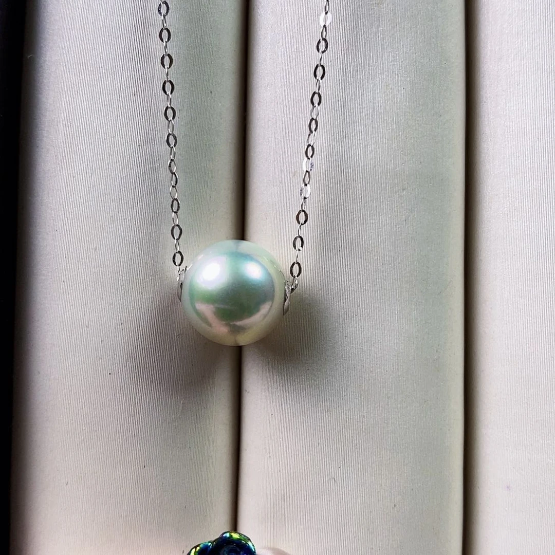 18K金镶嵌海水珍珠套链9-10mm