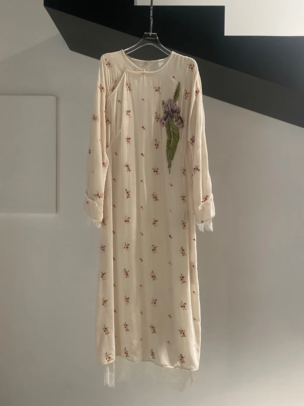 Messential L207斜襟兰花连衣裙