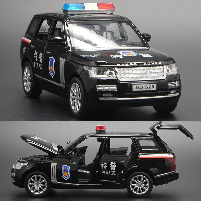 1-3岁揽胜警车玩具模型合金灯光音乐回力六开门豪车越野