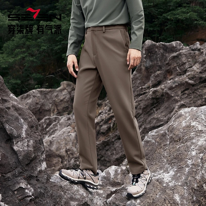 【户外/休闲裤】柒牌男装琥珀流光长裤2026秋季商务通勤松紧腰长裤