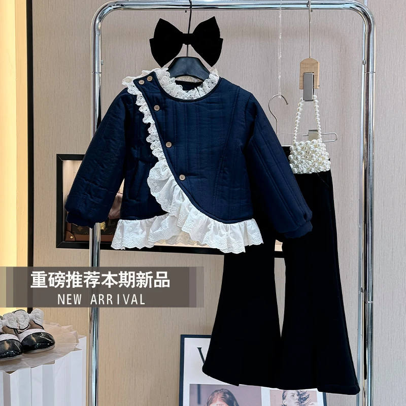 女童冬装2025新款棉服外套小女孩洋气时尚加绒加厚儿童气质两件套