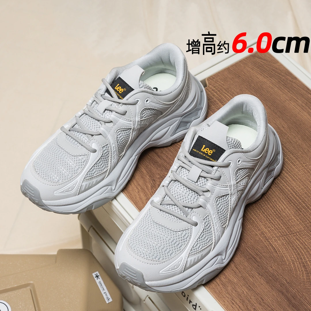 Lee男鞋时尚休闲运动鞋男厚底增高ins潮鞋春季新款透气网面老爹鞋
