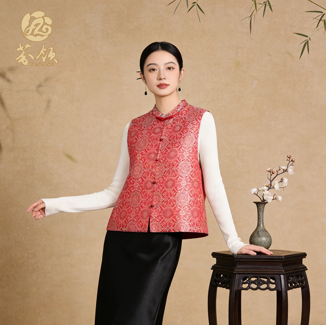 芬领-八达晕-非遗桑蚕丝宋锦40姆米幻彩宋锦马甲BX1336-BX1338