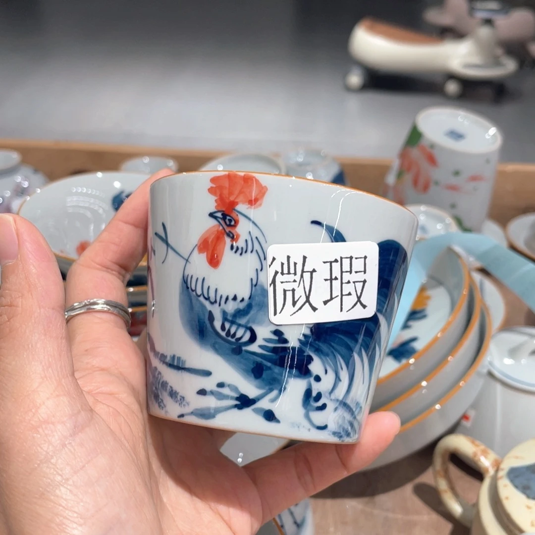 釉下手绘茶具微瑕