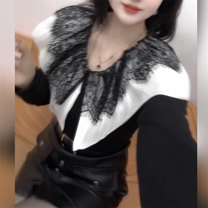 2025冬季新款时尚宽松长袖显瘦遮肚打底衫V领气质大码纯色潮