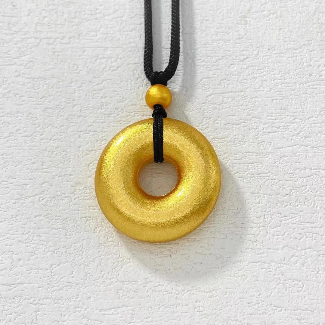 铜合金项链 木木（RZ5650） 62厘米 古法磨砂平安扣抽拉项链