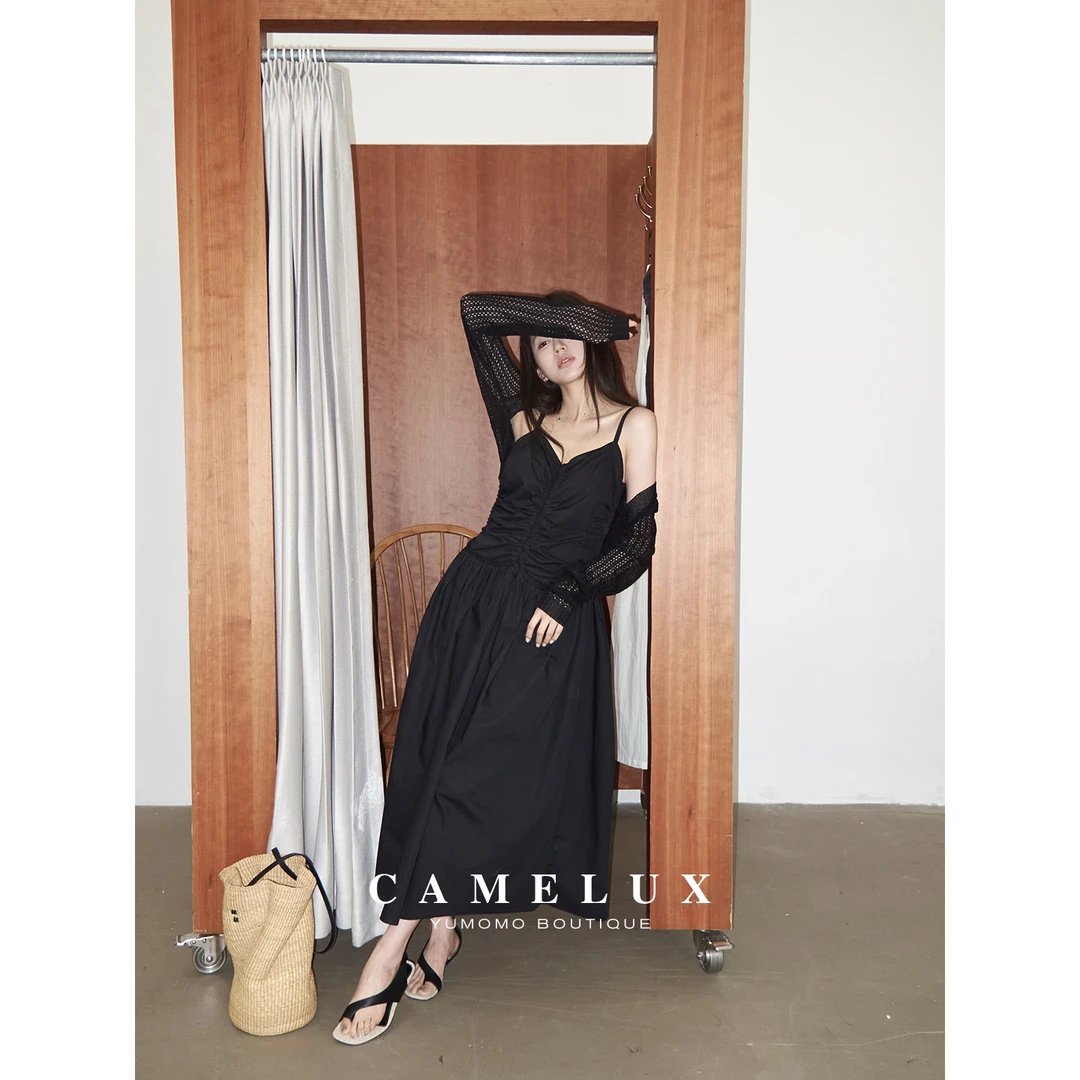 【Camelux线】胧纱溯影 重工镂空针织衫/全棉抽皱吊带裙 QHA2012