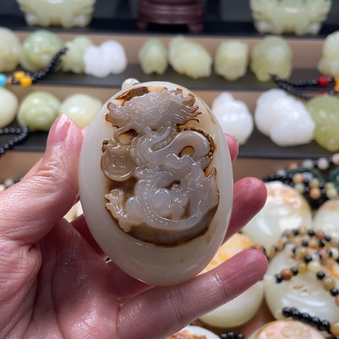 释***提石材天然古青石手把件