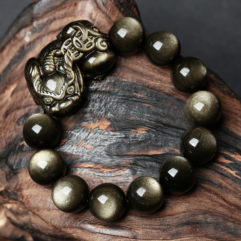 天然金曜石双面圆眼+两钱貔恘霸气十足招财，基地检测结一物一证