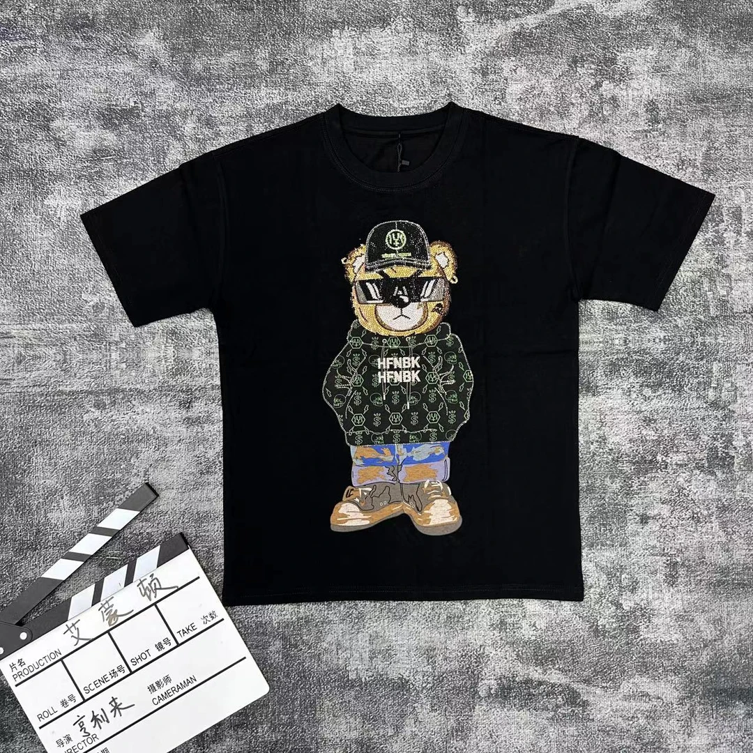 男士微阔小熊短袖圆领黑色休闲潮流11781