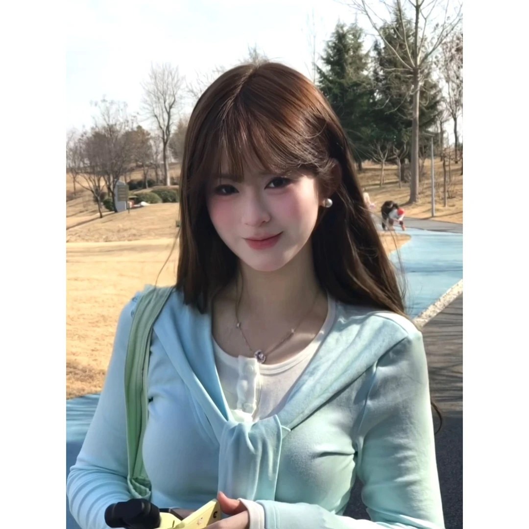 韩版chic时尚假两件系带长袖T恤女春秋季设计感小众辣妹修身上衣