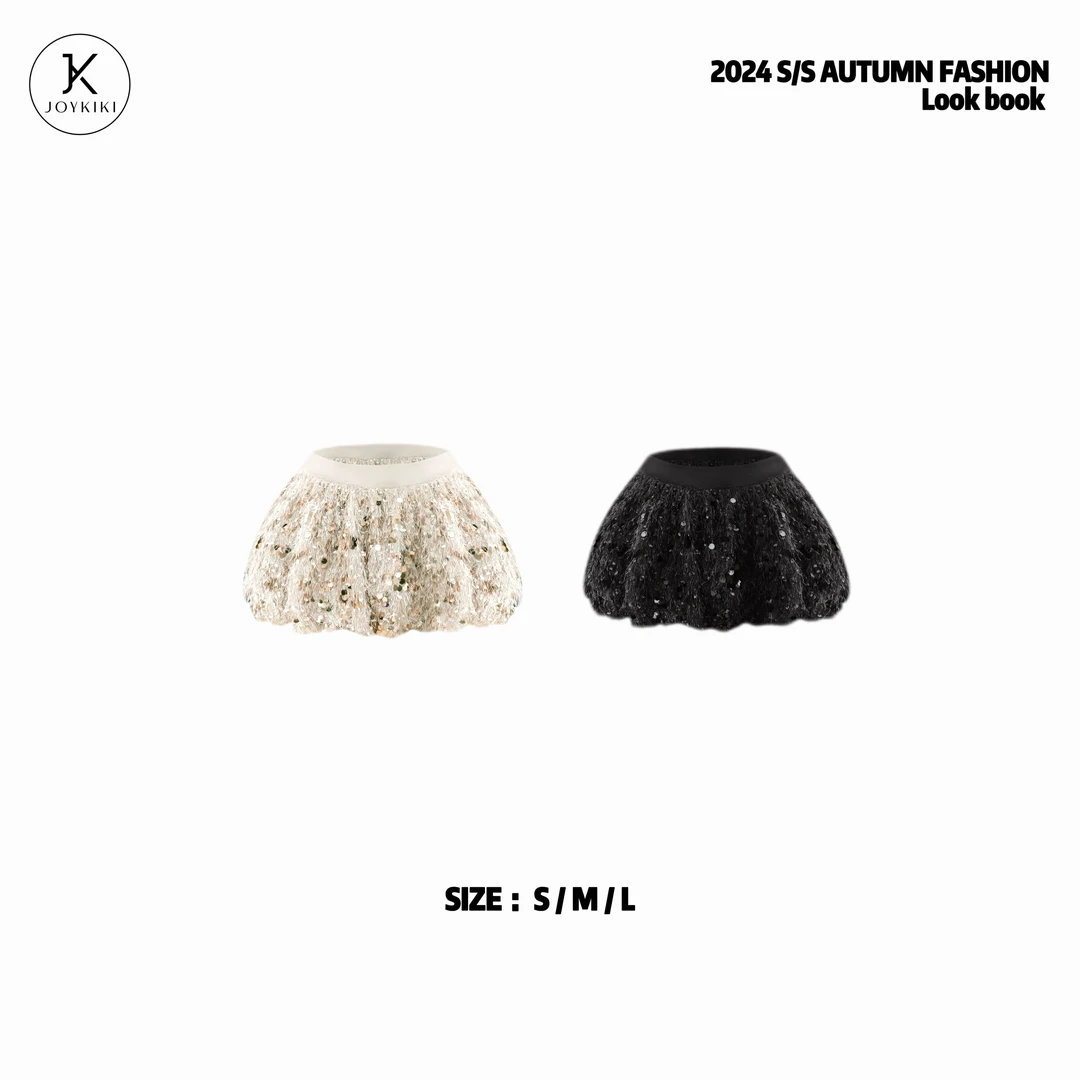 【JOYKIKI 清清!】【纯欲奶兔】初秋百搭亮片毛毛半身裙J24C437