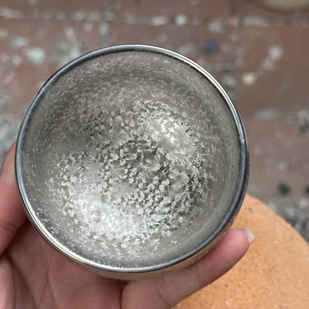 正宗建盏主人杯 银天目窑变