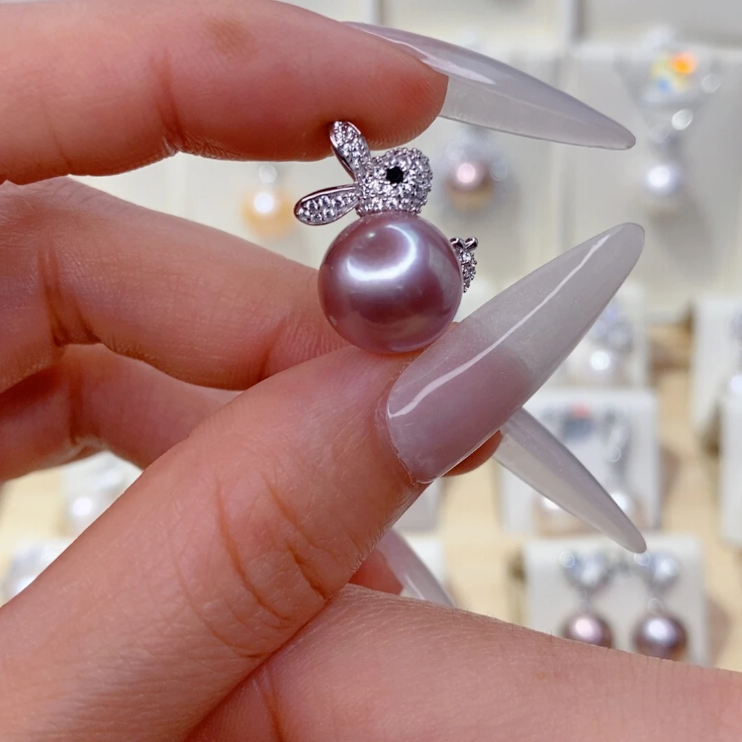 淡水珍珠银S925镶嵌吊坠(赠链)