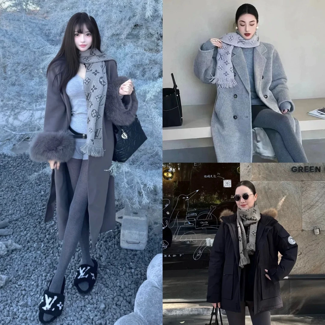 未使用 LouisVuitton/路易威登 双面珍珠真丝羊毛围巾