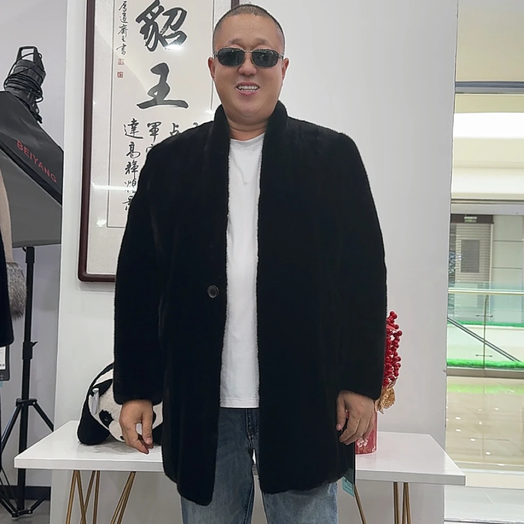 美国黑v领宝嘉美本色水貂皮黑色铁灰银蓝貂男士时尚款式夹克上衣