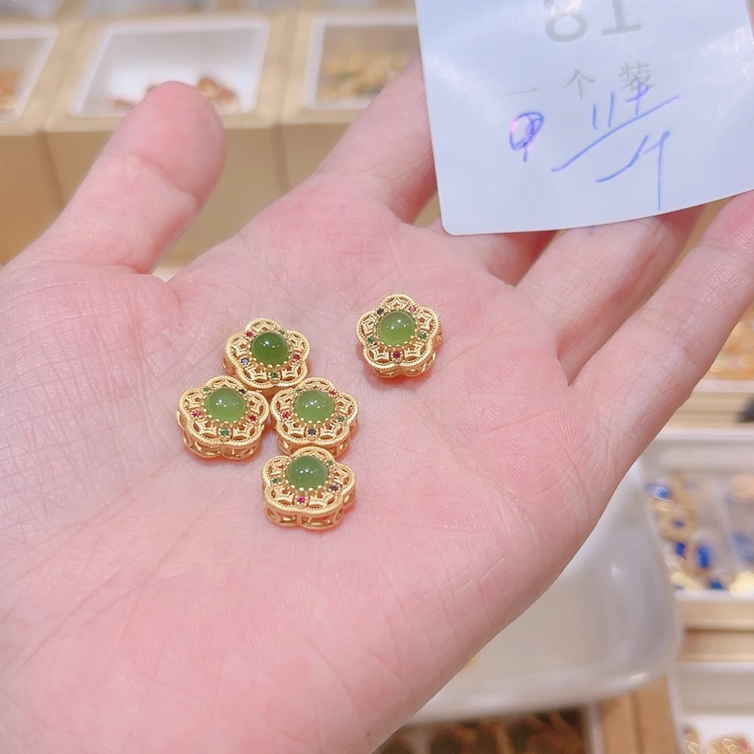 水晶珠宝半成品银S925镀金镶嵌81 。