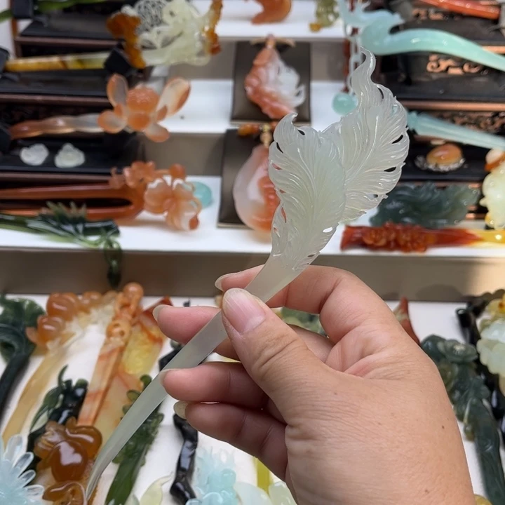 蛇纹石玉未镶嵌岫玉发簪