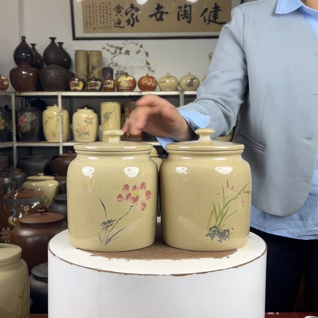 一对357克醒茶罐纯手工