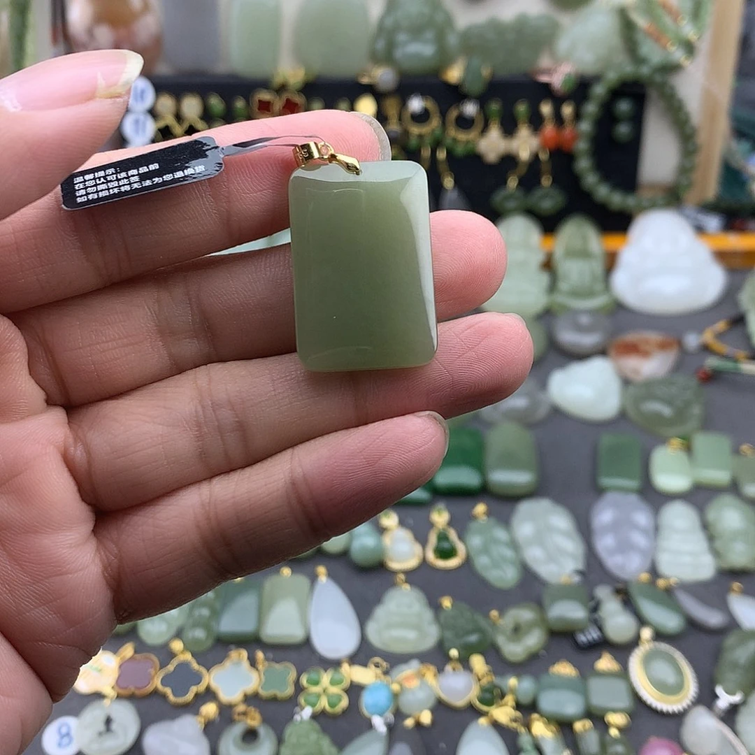 和田玉银S925镶嵌吊坠(不含链)