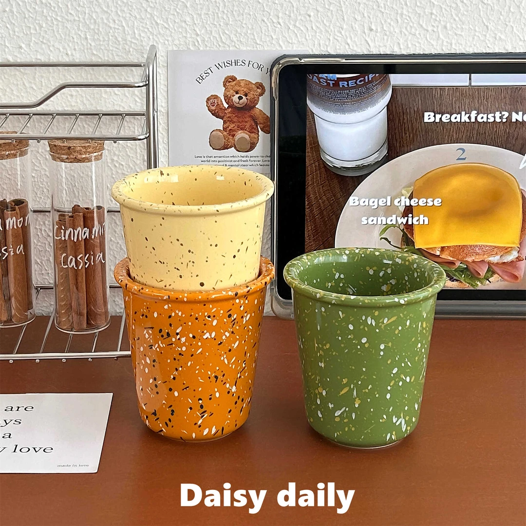 复古泼墨ins高颜值马克杯小众陶瓷早餐水杯杯子喝水咖啡杯牛奶