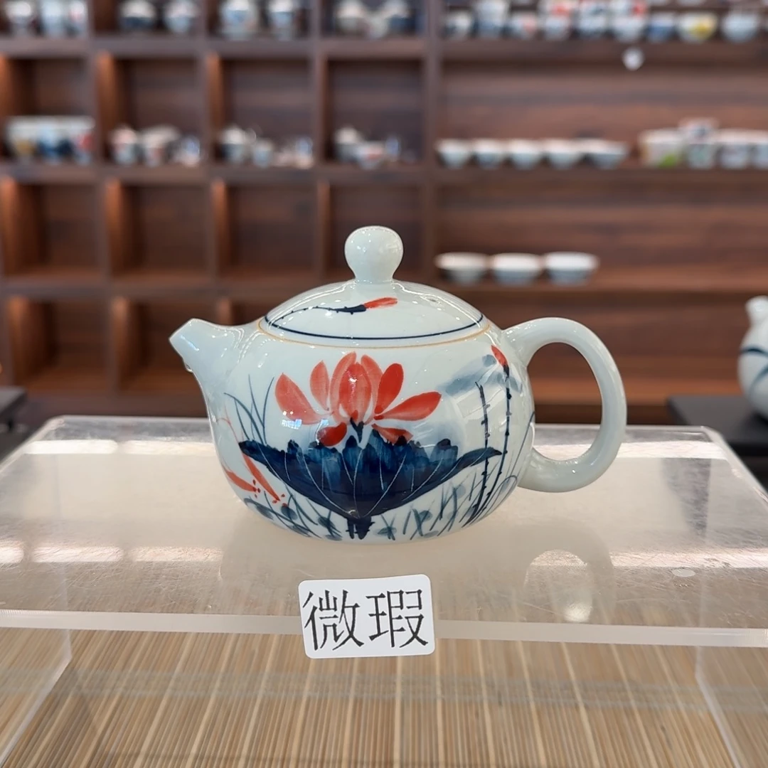 釉下手绘茶具微瑕